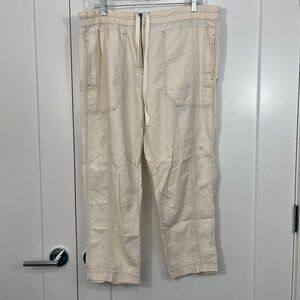 Free People Medium Cream Cropped Cargo Tapered Drawstring Pants with Pockets